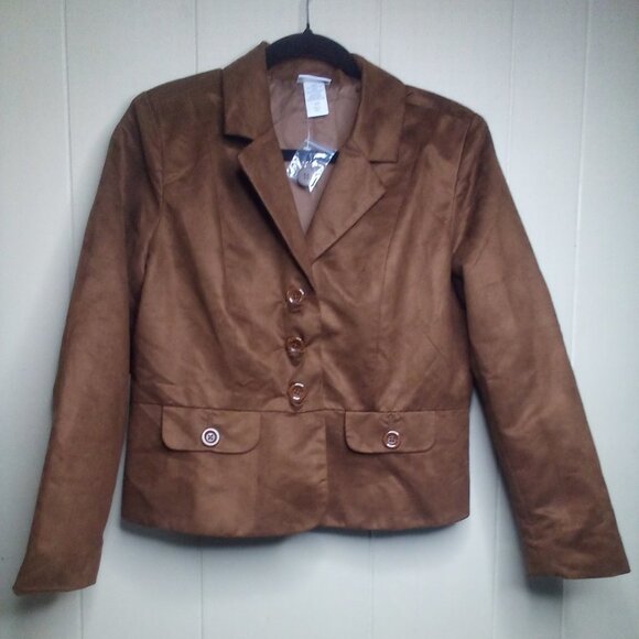 Vicki Wayne Jacket Blazer 10P 10 Petite Suede Brown - Picture 1 of 13